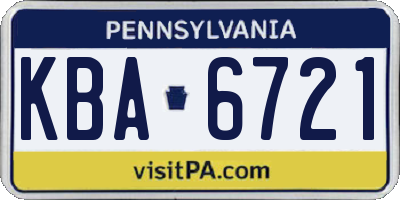 PA license plate KBA6721