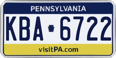 PA license plate KBA6722