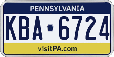 PA license plate KBA6724