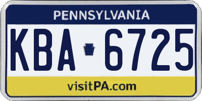 PA license plate KBA6725