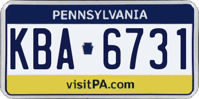 PA license plate KBA6731