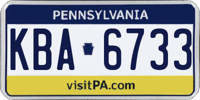 PA license plate KBA6733