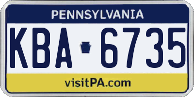 PA license plate KBA6735