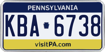 PA license plate KBA6738