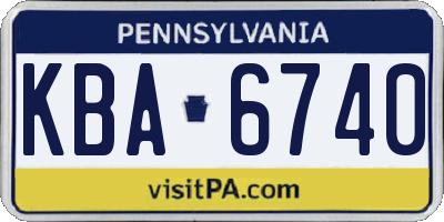 PA license plate KBA6740