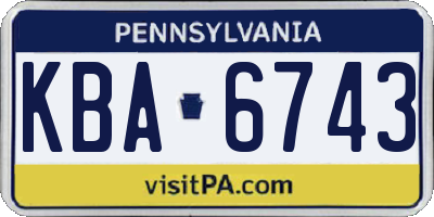 PA license plate KBA6743