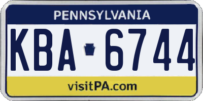 PA license plate KBA6744