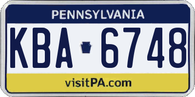 PA license plate KBA6748