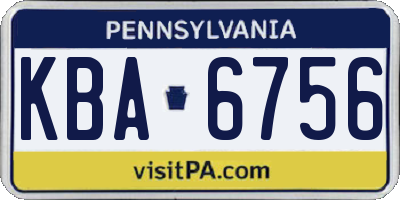 PA license plate KBA6756
