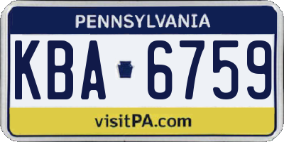 PA license plate KBA6759