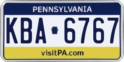 PA license plate KBA6767
