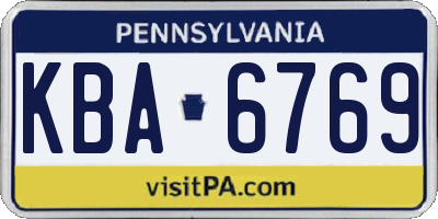 PA license plate KBA6769