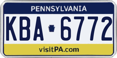 PA license plate KBA6772