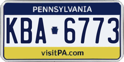 PA license plate KBA6773