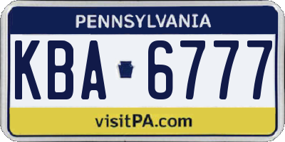 PA license plate KBA6777
