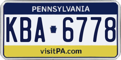 PA license plate KBA6778