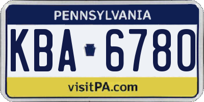 PA license plate KBA6780