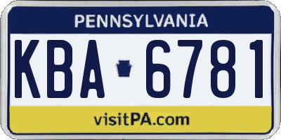 PA license plate KBA6781