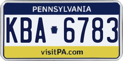 PA license plate KBA6783