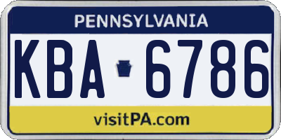 PA license plate KBA6786