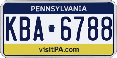 PA license plate KBA6788