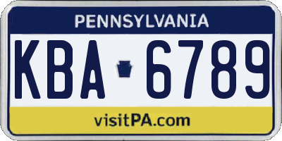 PA license plate KBA6789