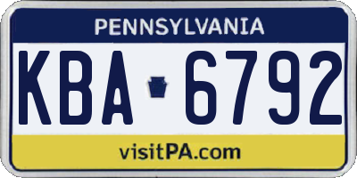PA license plate KBA6792