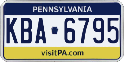 PA license plate KBA6795