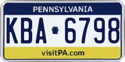 PA license plate KBA6798