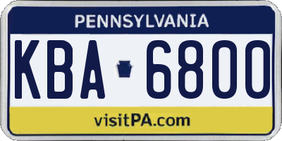 PA license plate KBA6800