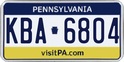 PA license plate KBA6804