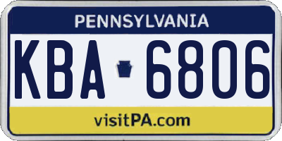 PA license plate KBA6806