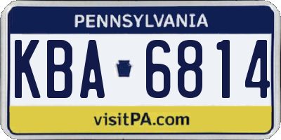 PA license plate KBA6814