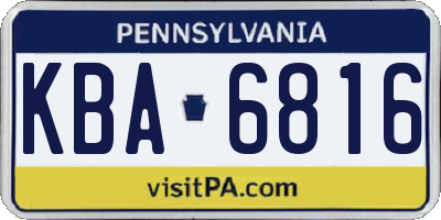 PA license plate KBA6816