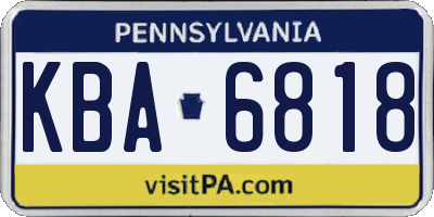 PA license plate KBA6818