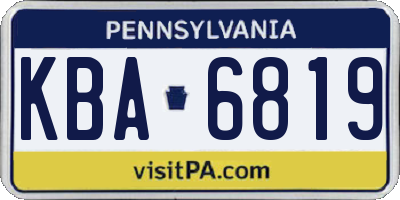 PA license plate KBA6819