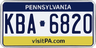 PA license plate KBA6820