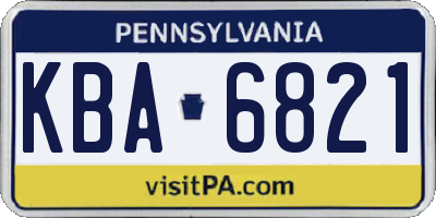 PA license plate KBA6821