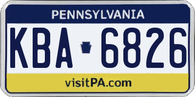 PA license plate KBA6826
