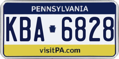 PA license plate KBA6828