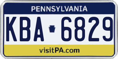 PA license plate KBA6829