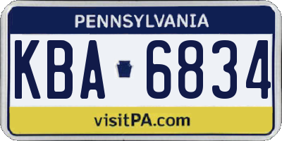 PA license plate KBA6834