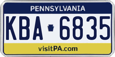 PA license plate KBA6835