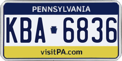 PA license plate KBA6836