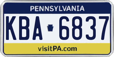 PA license plate KBA6837