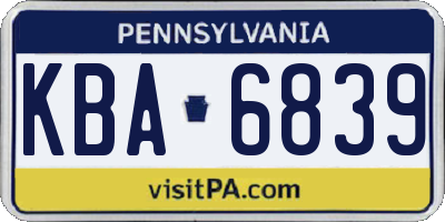 PA license plate KBA6839