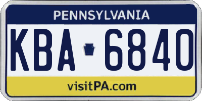 PA license plate KBA6840