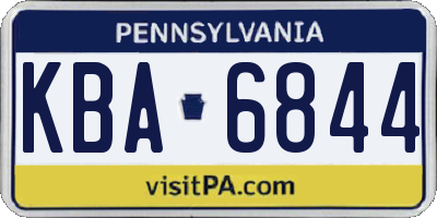 PA license plate KBA6844