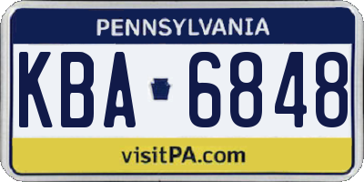 PA license plate KBA6848