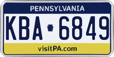 PA license plate KBA6849